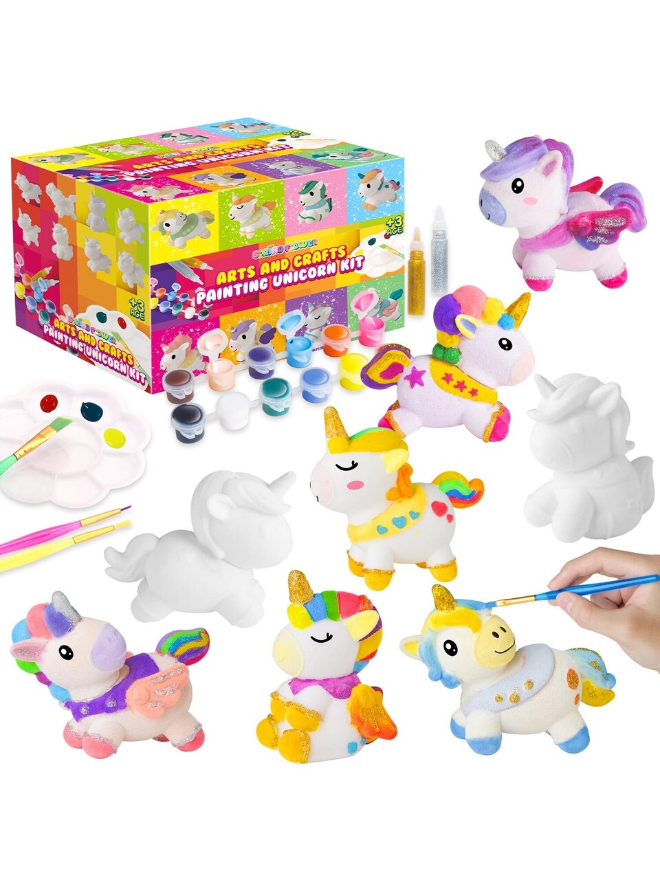 Unicorn Gift Toys for 3 4 5 6 7 8 Years Old Girls - Unicorn Arts and Crafts  Painting Kit Including 8 Cute Looking Unicorn Figures, DIY Creative Toy  Gift for Kids